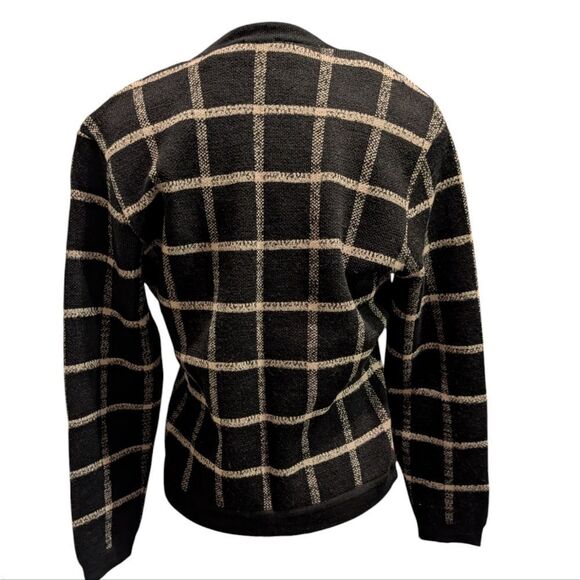 Anne Klein II women's vintage black and white striped wool knit cardigan sweater - Picture 5 of 5